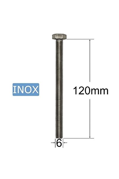 inox Screw M6x120mm Hexagonal Head - 25pcs/box