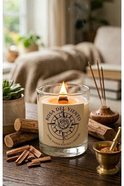 Agora Sandal Ağacı Kokulu Mum - Ahşap Fitilli Çıtırtılı Yanış - Dekoratif Hed...