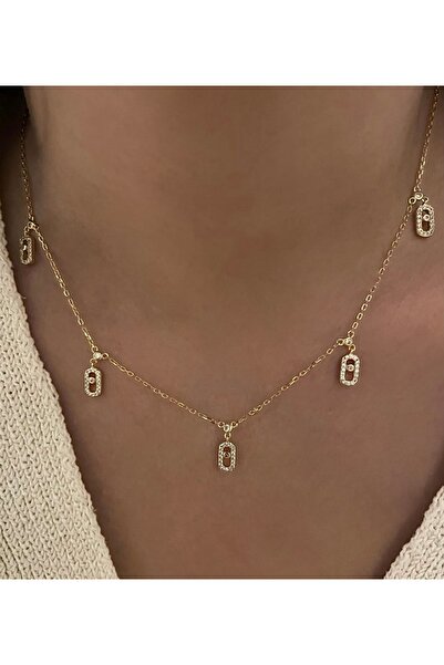 Siminkari Msk Mess Çoklu Kolye Ataç Model 925 Gümüş Altın Kaplama