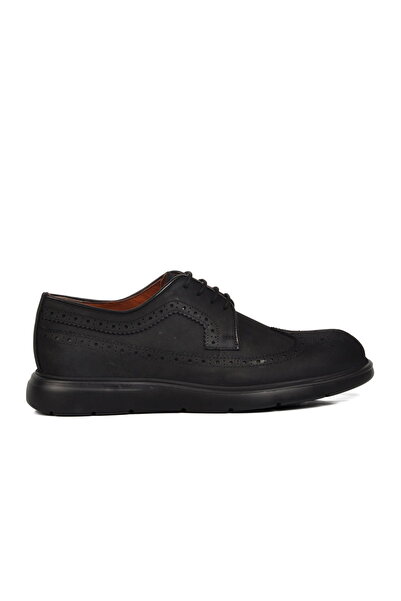 Aspor Black Nubuck Genuine Leather Men's Casual Shoes