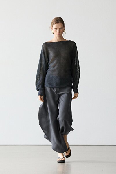 Massimo Dutti Keten karışımlı yırtmaç detaylı pantolon