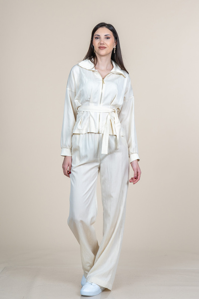 MissVina Women's Cream Trend Sports Long Sleeve Jacket and Elastic Waist Pant...