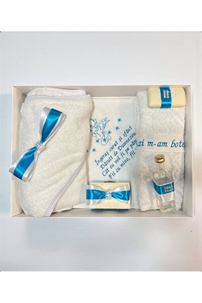 Your Baby Store Premium baptism set with prayer – turquoise, Embroidered, 7 p...