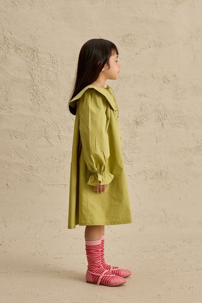Fahhar Kids Rochie brodată cu inimioare, verde
