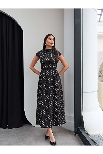 ESRAHELVACI Rochie Belden cu detaliu cu șnur cu buline piese