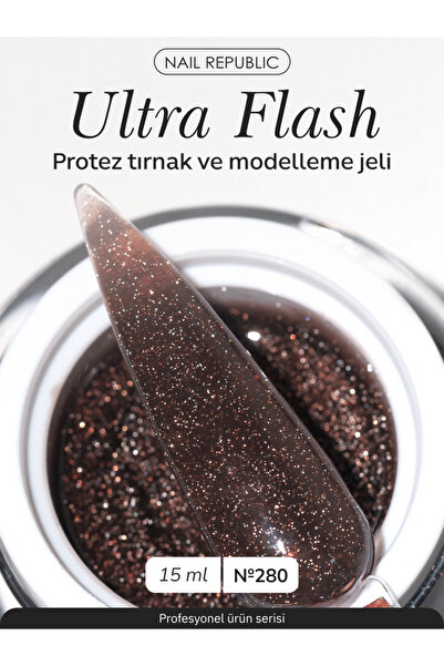 Nail Republic Tırnak Yapılandırma Jeli Ultra Flash 280 (15 ml) – Nude Glitter...