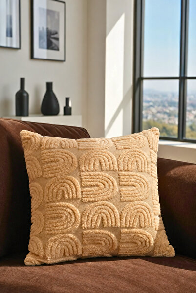 OTEXSA Ανάγλυφο Με υφή 2-θέσιο Μπεζ Θήκη διακοσμητικού μαξιλαριού – Μοντέρνος...