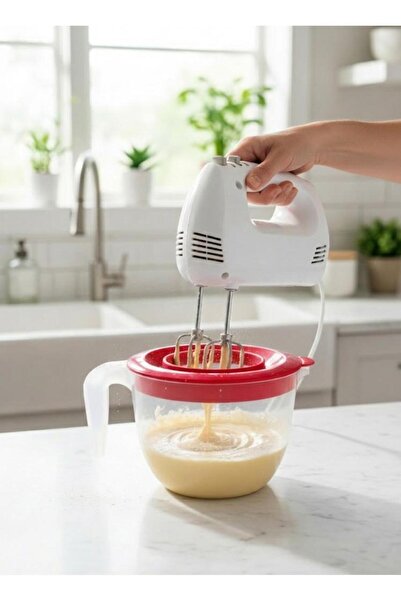 Saban Kırmızı, Kapaklı Mikser Kabı Kaydırmaz Tabanlı 2 Litre