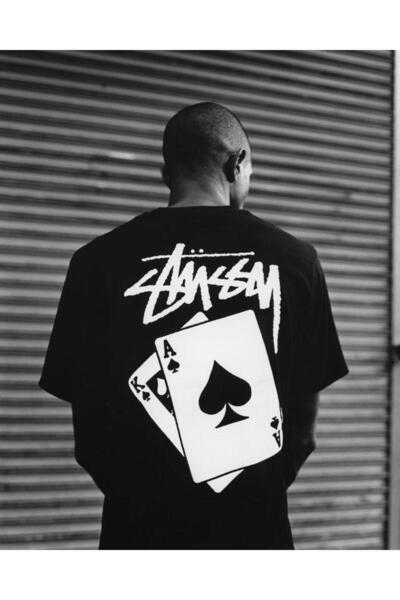 LAYORA Stussy House of Cards Negru Bărbați tricou