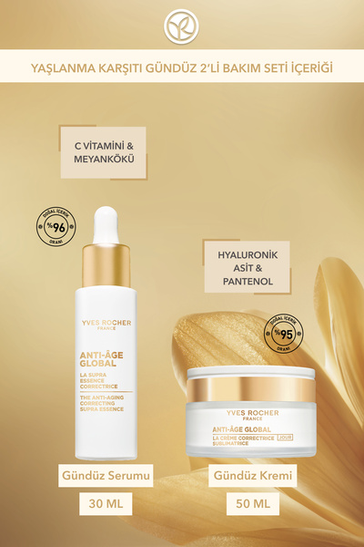 Yves Rocher Yaşlanma Karşıtı Gündüz 2'li Bakım Seti- Gündüz Serumu 30 ml& Gündüz Kremi 50 ml