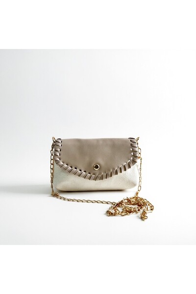 Pai Zincir Askılı Kadın Omuz Çantası – Kumaş & Suni Deri Kapaklı Şık El ve Om...