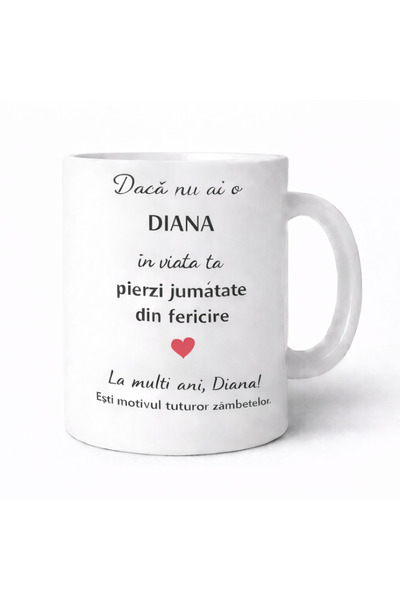 OEM Cana personalizata cu numele Diana, cadou aniversare sau zi de nume pentr...