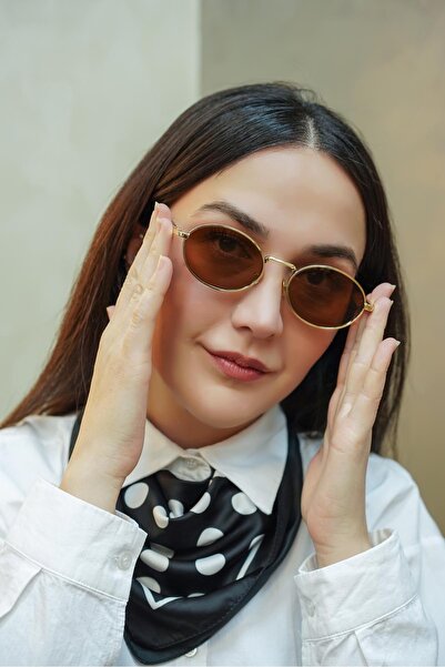 Stil Noktası Prd Oval Frame Brown Glass Sunglasses
