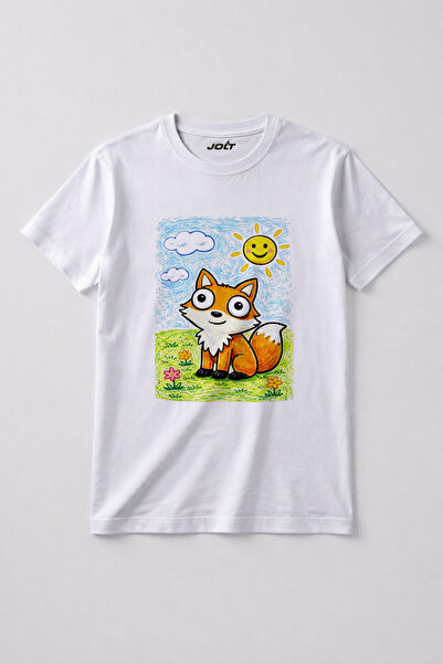 JOLT Unisex Διασκεδαστικό Λευκό T-Shirt Αριθμός Μοντέλου: 001