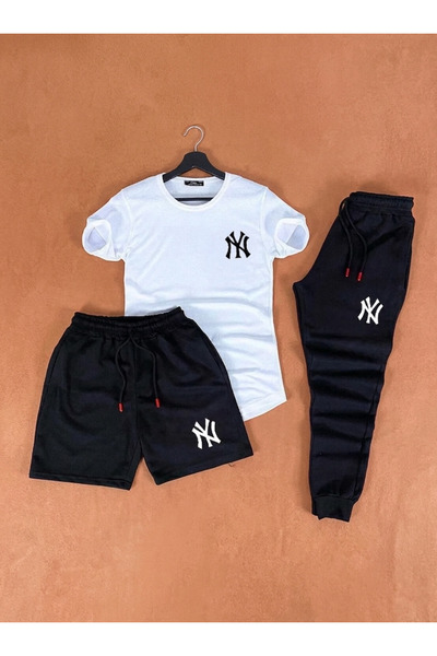 Syndra Ny Printed White-Black Unisex Summer Tracksuit Combination