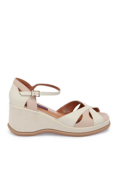 Tergan Bej Hakiki Deri Kadın Dolgu Topuklu Ayakkabı - K25Y1AY67904-A25