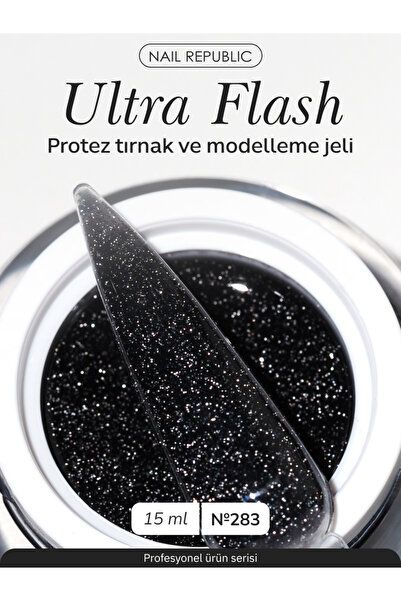Nail Republic Tırnak Yapılandırma Jeli Ultra Flash 283 (15 ml) – Siyah Glitte...