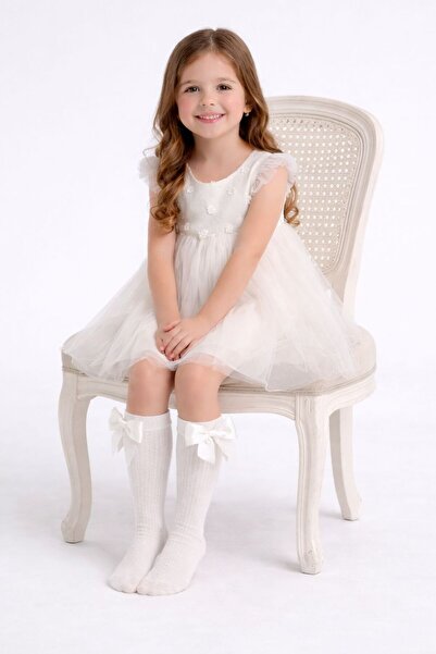 one depot only for quality life Kız Çocuk Ekru Diz Altı Fiyonklu Okul Çorabı ...