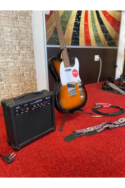 FENDER Elektro Gitar Seti Full Profesyonel Telecaster Amfi Kılıf Askı Pena Ka...
