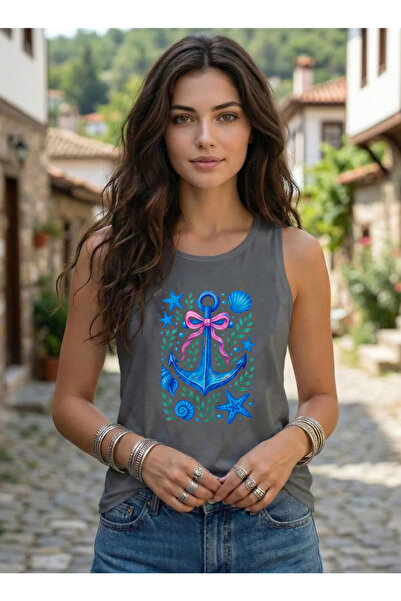 SUNFREE DENİZ KABÜŞU ÇAPA B cu imprimeu Tricou de vară pentru femei, fără mân...