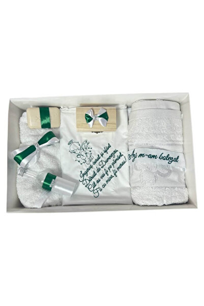 Your Baby Store Trusou botez Premium cu rugaciune – verde, brodat, 7 piese, b...