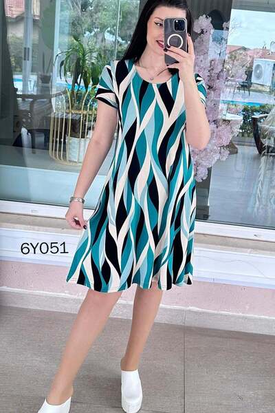 İnce Topuk Crew Neck Viscose Dress 6Y051