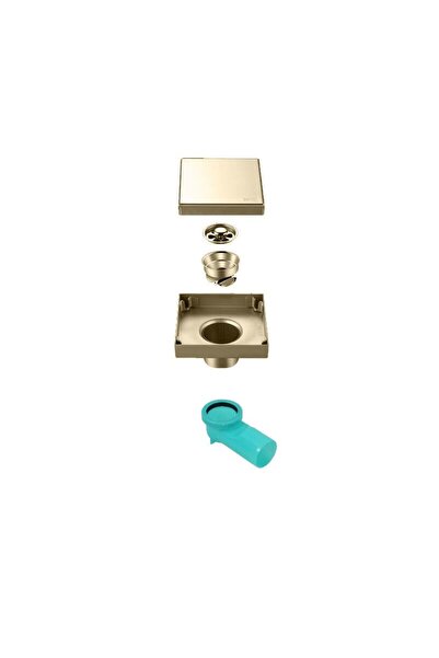 Fause Komple Çelik Seramik Uyumlu Ankastre Yer Süzgeci 10x10 cm Mat Altın KSZ101-BG
