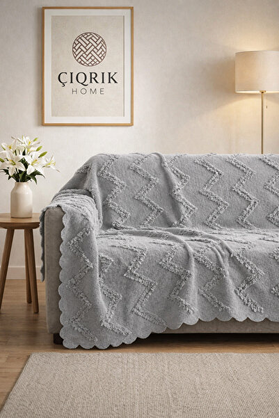 ÇIQRIK HOME Sakallı Şönil Koltuk Örtüsü 180x220 Cm Kaymaz Yıkanabilir