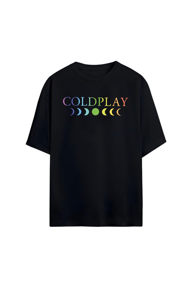 STİL-X تي شيرت Coldplay مطبوع للجنسين 100% مقاس كبير مكون من قطن قطع