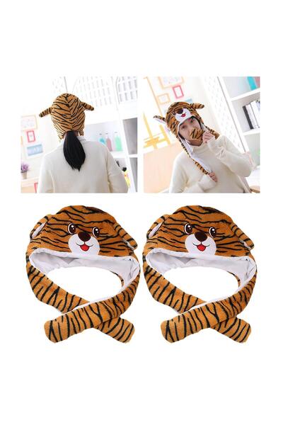 Meyra Accessories Leopar desenli kulakları oynar hareketli ışıklı şapka kaplan ışıklı kulak sevimli hediyelik