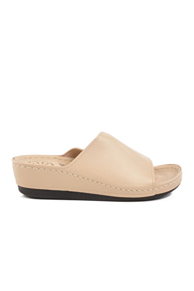 Aspor Beige Anatomical Women's Wedge Heel Slippers