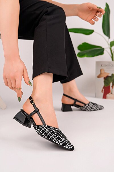 homiro Γυναικεία παπούτσια Με λεπτομέρεια αγκράφας Slingback με κοντό τακούνι...