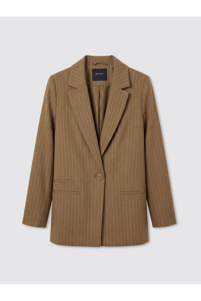 LC Waikiki Peak New Season Striped Linen Blend Women's Blazer Jacket