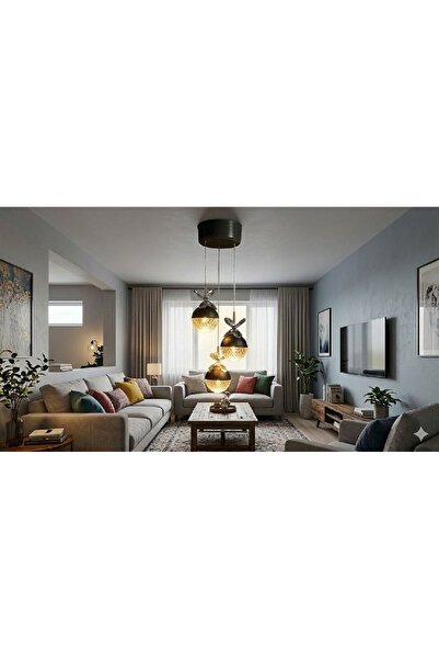 Serçeden Serçe'den Genç & Çocuk Odası Siyah 3'lü Led Avize