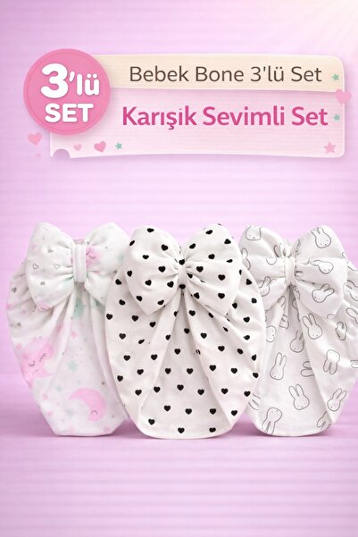 Merve Nayir Newborn (0-12 Months) Baby Girl Double Layered Bowknot Bonnet/ Co...