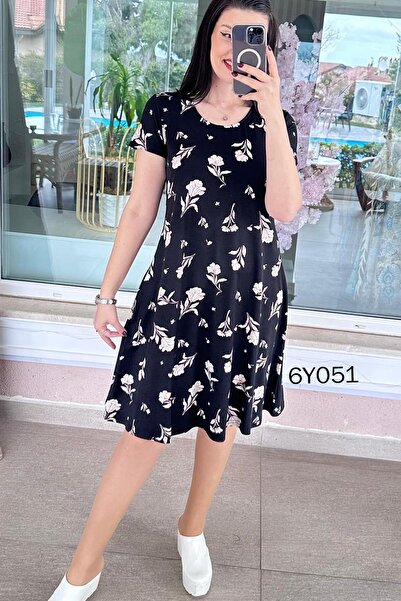 İnce Topuk Crew Neck Viscose Dress 6Y051