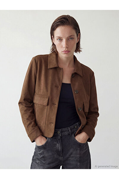 LC Waikiki Özmarka New Season Shirt Collar Women's Suede Look Jacket