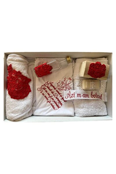 Your Baby Store Trusou botez Premium cu rugaciune – rosu, brodat, 7 piese, bu...