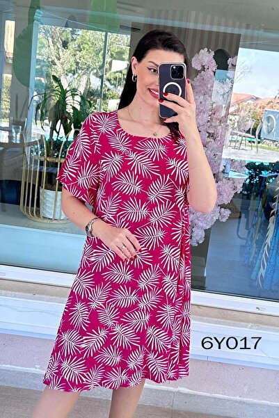 İnce Topuk Κοντομάνικο Φόρεμα Βισκόζης 6Y017