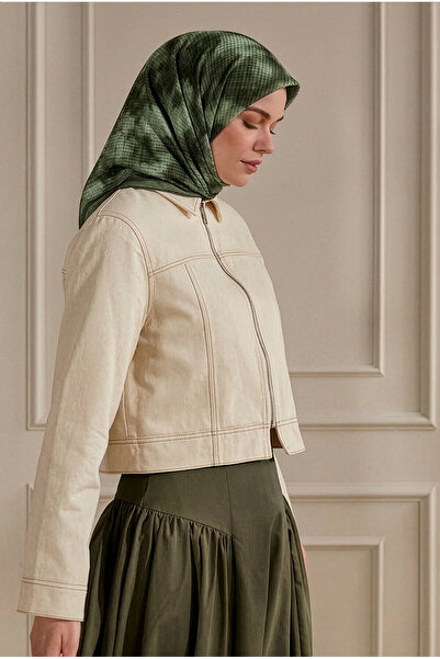 SilkTouch Soldier Green Cloud Patterned Muslin Scarf