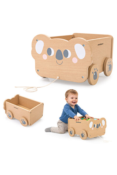 mamabrum Cărucior lemn jucării copii Koala cu sfoară