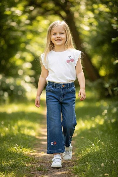 Erca Home Tekstil Ürünleri Elastic Waist Denim Pants Girls 2Y,3Y,4Y,5Y Girl