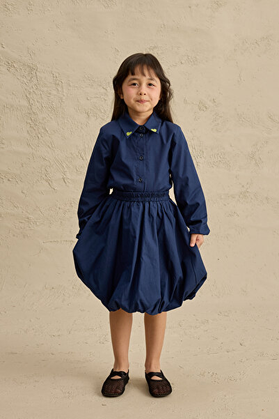 Fahhar Kids Set fustă brodată cu inimioare, bleumarin