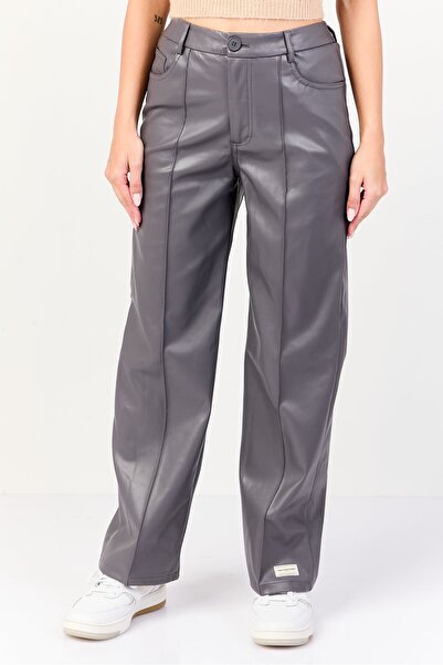 The Giving Movement Women Regular Fit Plain Wide Leg Pants, Grey