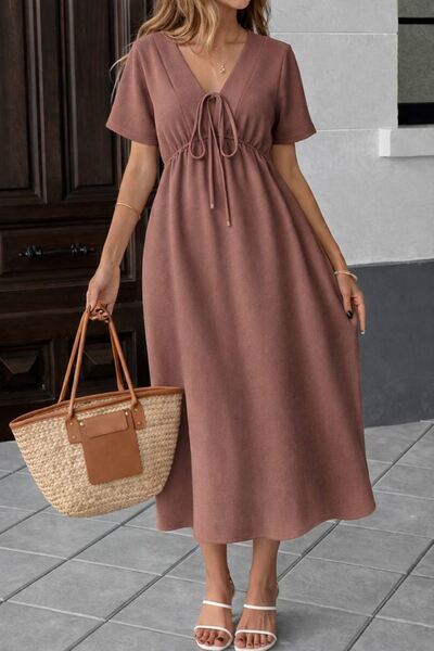 sharin Women's Solid Color Aerobin Fabric Summer V-Neck Short Sleeve Elastic ...