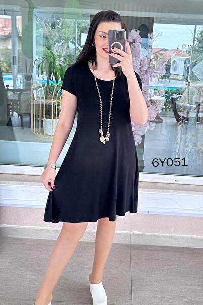 İnce Topuk Crew Neck Viscose Dress 6Y051