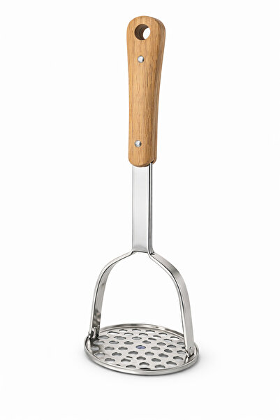 MİS KİTCHEN Bamboo Strappy Stainless Steel Potato Masher – Ergonomic Handle S...