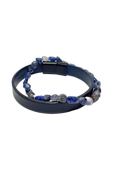Janti Jtss26Blk1704 Genuine De Leather Piece Metal Lock with Lapis Lazuli and...