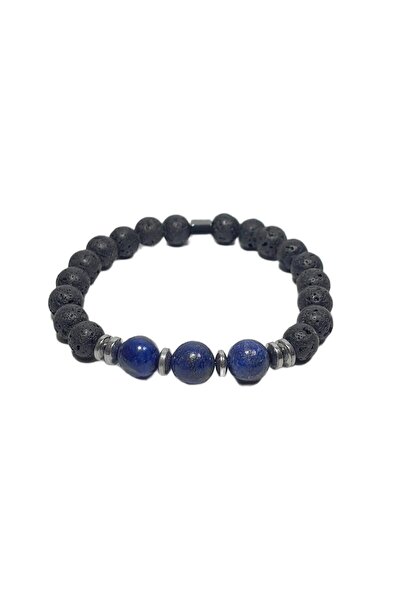 Janti Jtss26Blk1745 Lav Stone and Lapis Lazuli Ceyt Natural Stone Bracelet