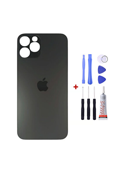 Yedcom Iphone 12 PRO Siyah Arka Cam Kapak Arka Pil Kapağı